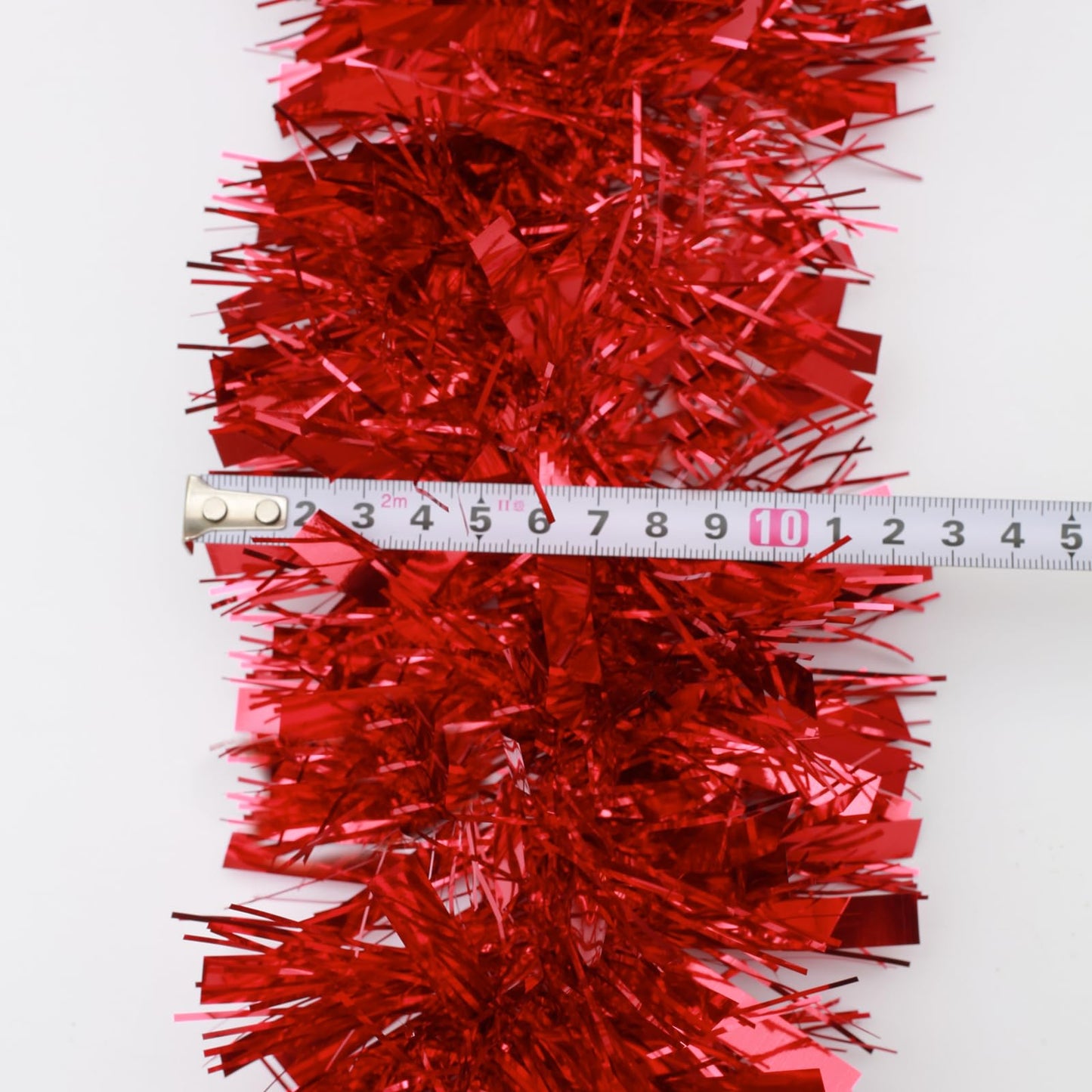 FXMHEHBB Thick Fat Red Garland Decorations, 5.12 Inch Width Red Metallic Foil Tinsel Garland for Christmas Tree Home Party Indoor and Outdoor Hanging Decor
