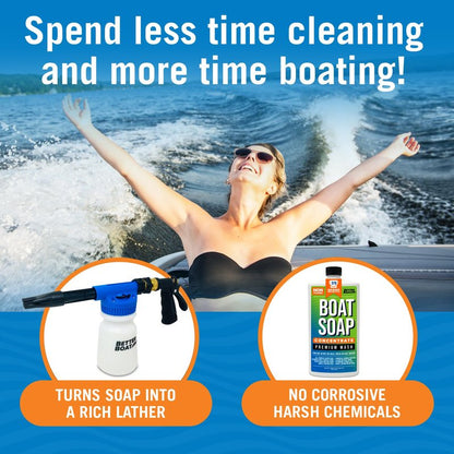 Boat Cleaning Kit, Wash Soap, Foam Gun, Sponge, Microfiber Cloths, Marine Cleaner for Pontoon, Fishing, Bass Boats, RV Supplies, Boating Gifts for Men and Women