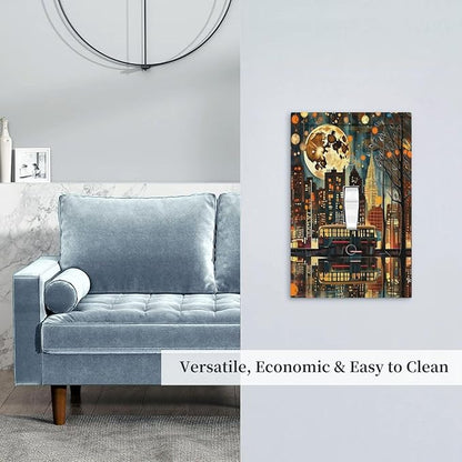 City Light Moon Bus Abstract Art Light Switch Covers 1 Gang Single Toggle Wall Plate Decorative Switchcover Electrical Switchplate for Country Living Decor