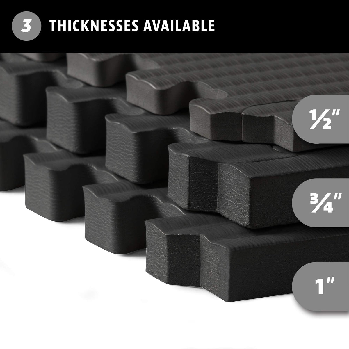 We Sell Mats 3/4 Inch Thick Martial Arts EVA Foam Exercise Mat, Tatami Pattern, Interlocking Floor Tiles for Home Gym, MMA, Anti-Fatigue Mats, 24 in x 24 in, Black, 24 Square Feet (6 Tiles) (TM)