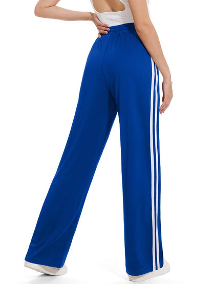 Tapata Women's 30" Inseam Active Track Pants Striped Loose Fit Running Sporty Bottoms Travel Athletic Jogging, Blue, M