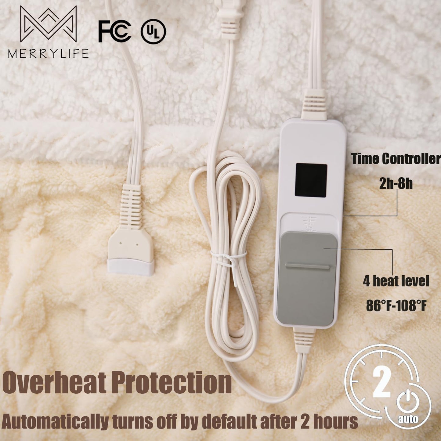 MERRYLIFE Heated Blanket Cozy Soft Electric Blanket with 4 Heating Levels&8 Hours Auto Off Overheat Protection Machine Washable UL&FCC Certification Use for Home Couch (Cheetah,50" 60")