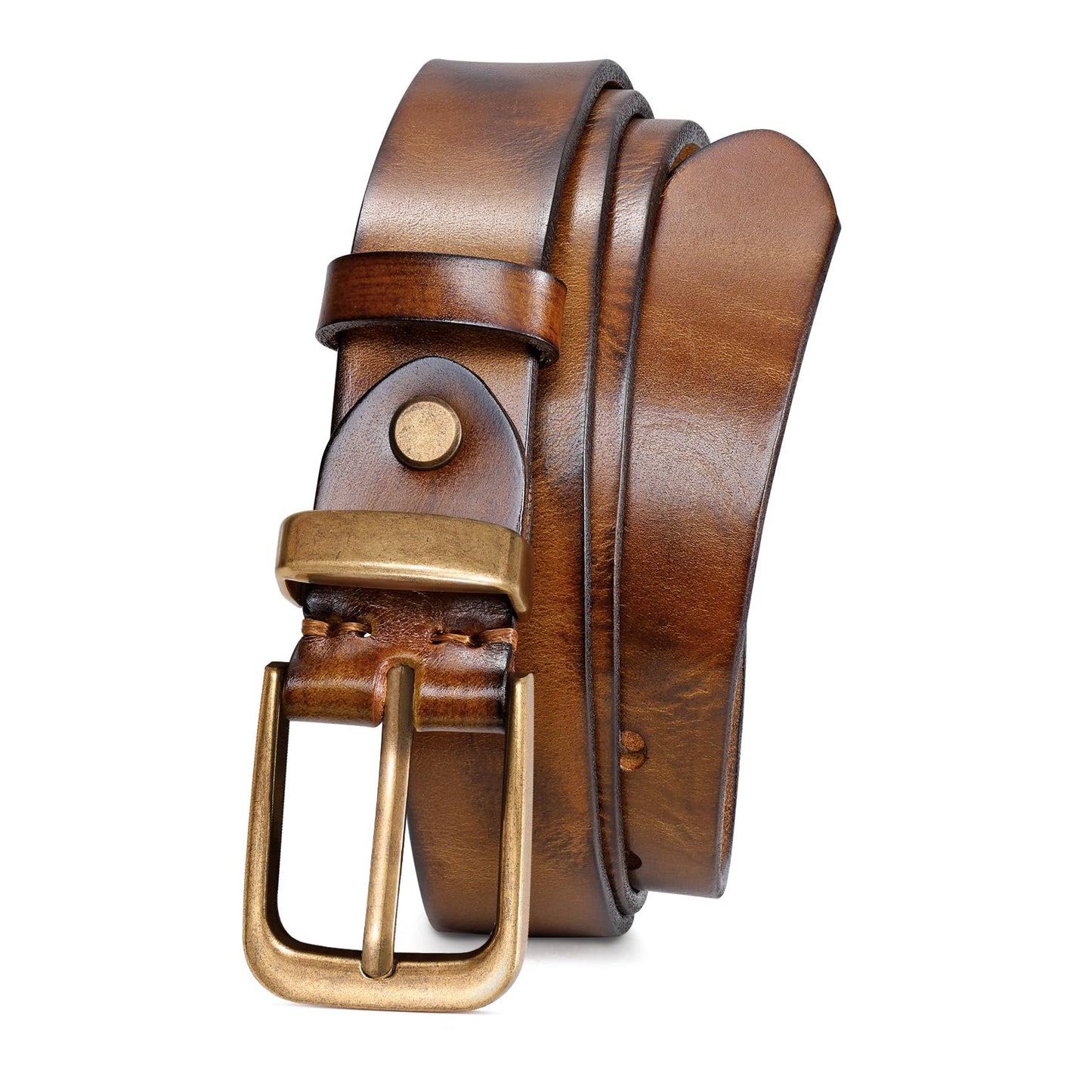 JASGOOD Women Belt Genuine leather Belt with Bronze Buckle,Ladies Full Grain Leather Belt for Jeans Pants,Brown