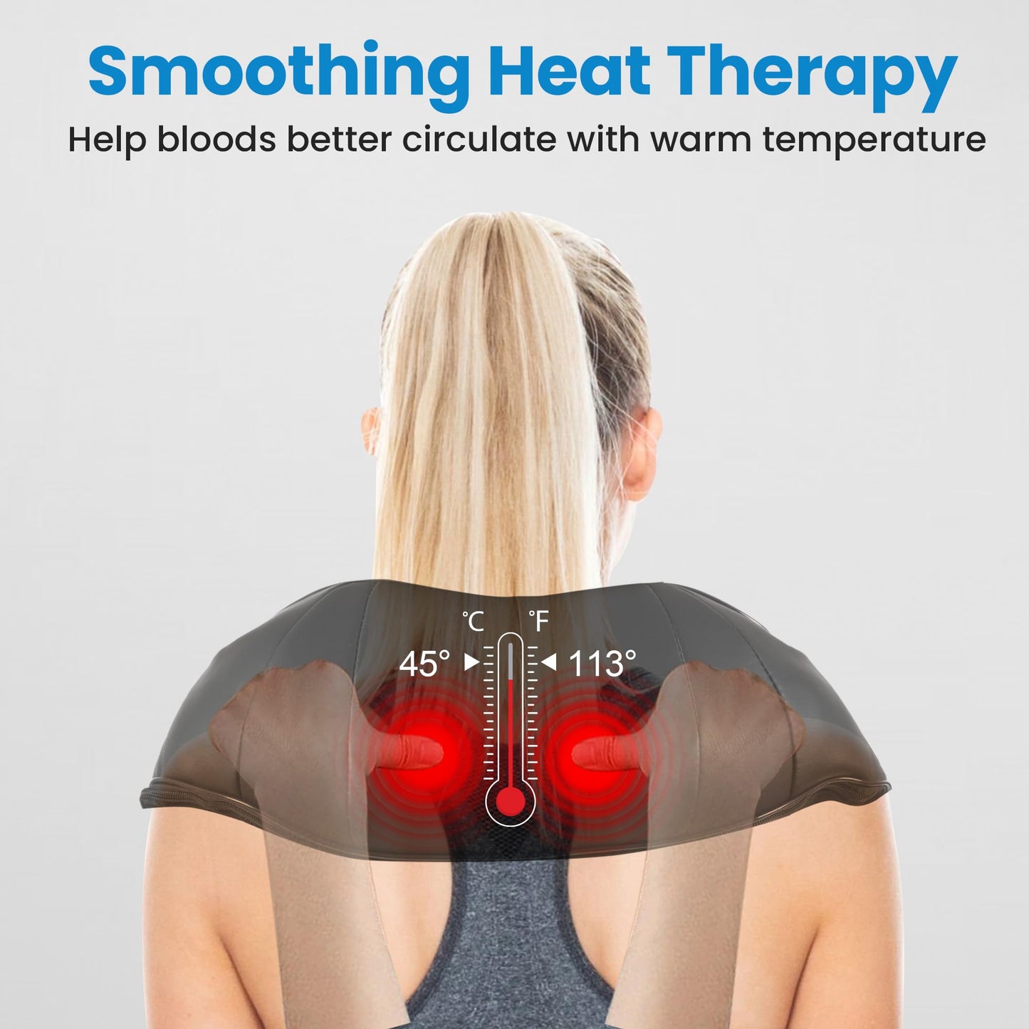 Shiatsu Neck and Back Massager for Pain Relief Deep Tissue, Neck and Shoulder Massager with Heat, Electric Kneading Back Massage for Muscle, Waist, Leg and Foot, Best Gift for Women Men Mom Dad