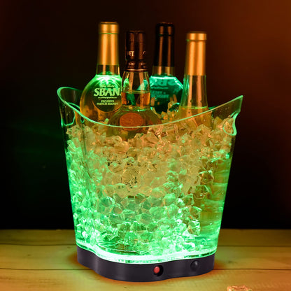 LED Ice Bucket - Portable Colorful Gradient Ice Bucket 6 Liter,Great for Home Bar, Chilling Beer, Champagne and Wine (Four Leaved Clover-1pcs)