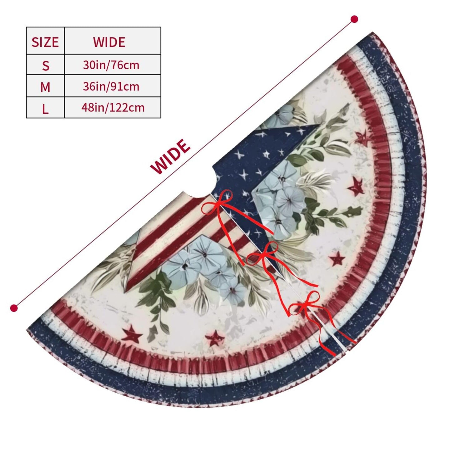American Flag Stars Christmas Tree Skirt 36 Inch Xmas Tree Mat Party Decor Supplies for Holiday Home Decorations