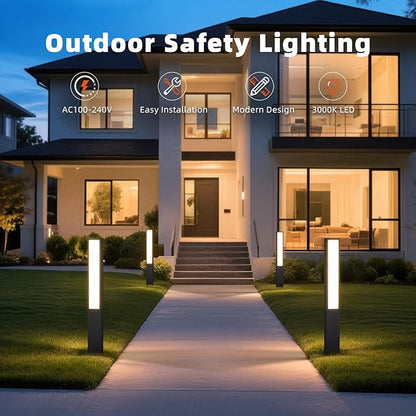 Path Light AC100-240V, Outdoor Pathway Lights Wired, 3000K Modern Driveway Bollard Lights, LED Landscape Lighting IP65 Waterproof Floor Lamp for Patio Garden Walkway Sideway Lawn Commercial
