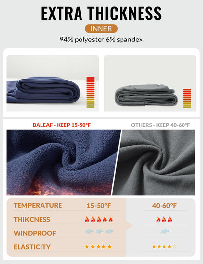 baleaf Women's Fleece Lined Pants Winter Warm Thermal Water Resistant High Waisted Travel Pants Thick Pants Work Golf Casual Navy Blue M