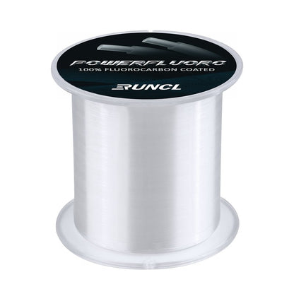 RUNCL PowerFluoro Fishing Line, 100% Fluorocarbon Coated Fishing Line, Hybrid Line - Virtually Invisible, Faster Sinking, Low Stretch, Extra Sensitivity, Abrasion Resistance (300Yds, 20LB(9.1kgs))