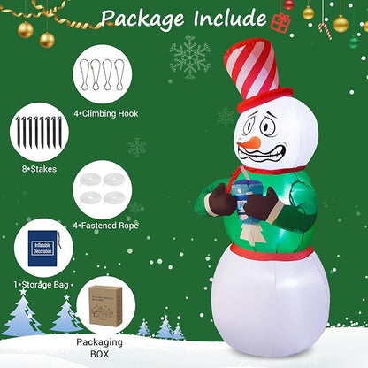 Elegear 6FT Animated Snowman Christmas Inflatables Outdoor Decorations, Shivering Snowman Inflatable Outdoor Built-in LEDs, Funny Christmas Blow Up Yard Decorations for Xmas Party Indoor Outdoor