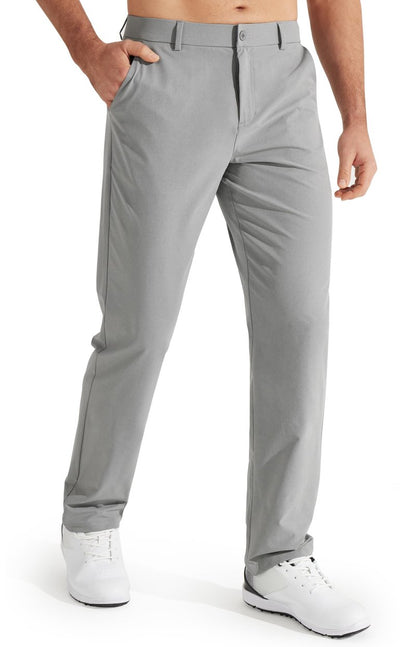Libin Mens Golf Pants Stretch Work Dress Pants 30" Quick Dry Lightweight Business Casual Pant for Men Comfy Water Resistant, Light Grey, 35W x 30L
