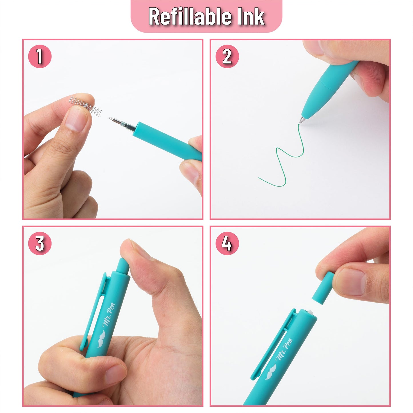 Mr. Pen- Retractable Gel Pens, 12 Pack, Fast Dry, Gel Pens Fine Point 0.7mm, Retractable Pens, Cute Pens, Gel Ink Pens, Aesthetic Pens for Journaling, Fine Tip Pens