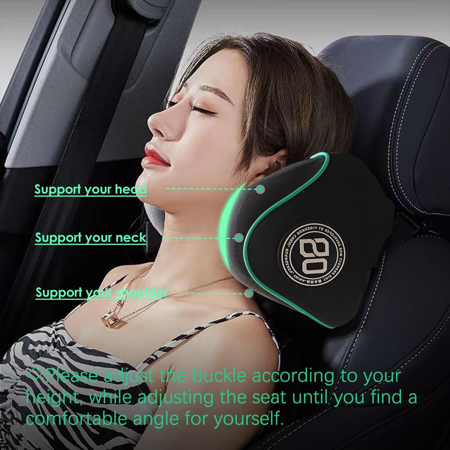 SPRFUFLY Make Relaxing Car Headrest Pillow, Car Pillow for Driving with Adjustable Strap, Breathable Removable Cover & Ergonomic Design - Softness Travel Car Neck Support Pillow(Black, 1PC)