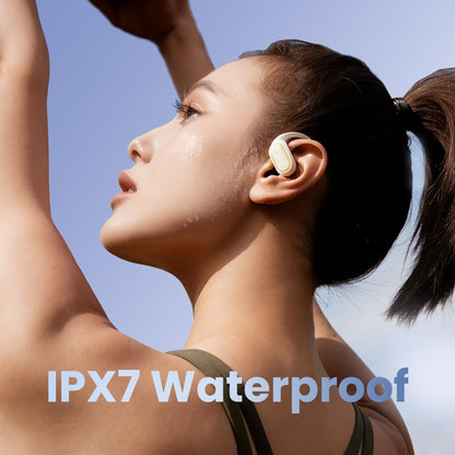 2026 Upgraded Open Ear Headphones,Over Ear Earbuds with Ergonomic Earhook,Bluetooth Headphones 6.0 with Smart Digital Display,80H Playtime,IPX7 Waterproof,Touch Control Operate Fit Cycling (Skin)