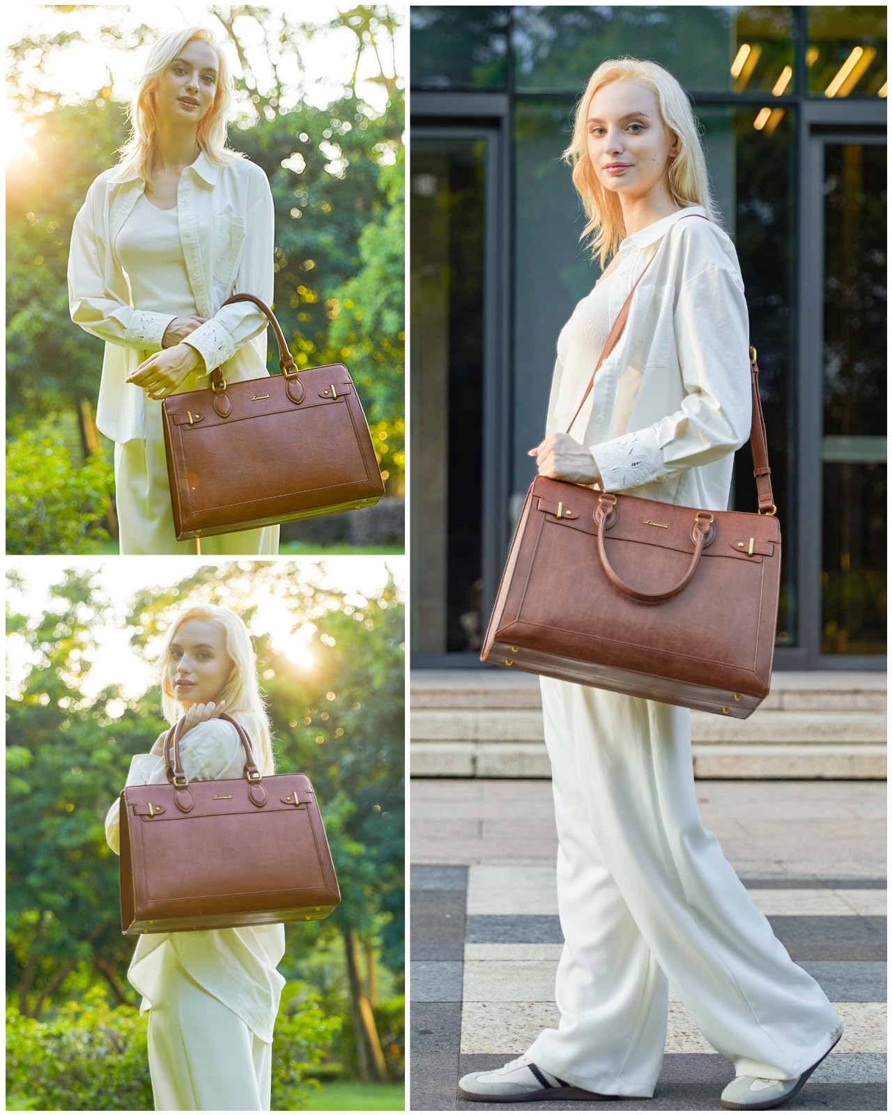 LOVEVOOK Laptop Bag for Women, 15.6 Inch Large PU Leather Tote Bag, Professional Teacher Work Bag, Waterproof Business Computer Briefcase, Shoulder Tote Purse for Office