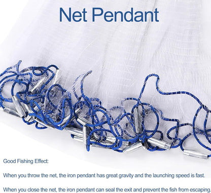 Lawaia Cast Net Cast Nets for Fishing Hand Throw Bait Nets 1/2 inch Mesh Freshwater Saltwater Fish Gear - Ideal for Shrimp, Fish & Fly Fishing with 3FT Radius