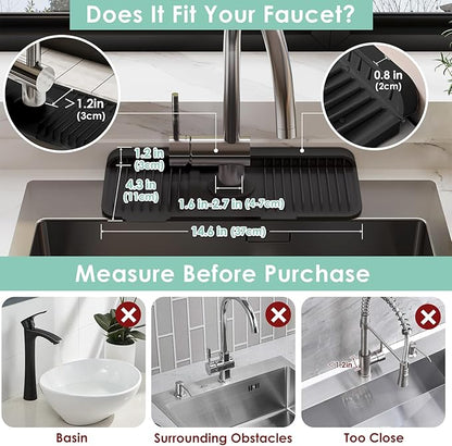14.6 Inch Silicone Faucet Mat for Kitchen Sink Splash Guard