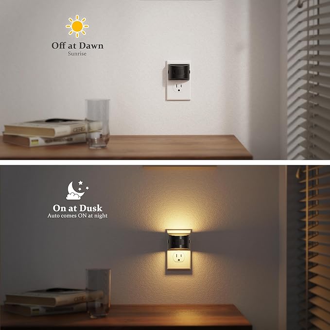JandCase Motion Sensor Night Light, Night Lights Plug into Wall, Dusk to Dawn Sensor Nightlight with Motion Activated, 30/60/100lm Brightness Dimmable, 3000K Warm White, for Kids Bedroom Hallway