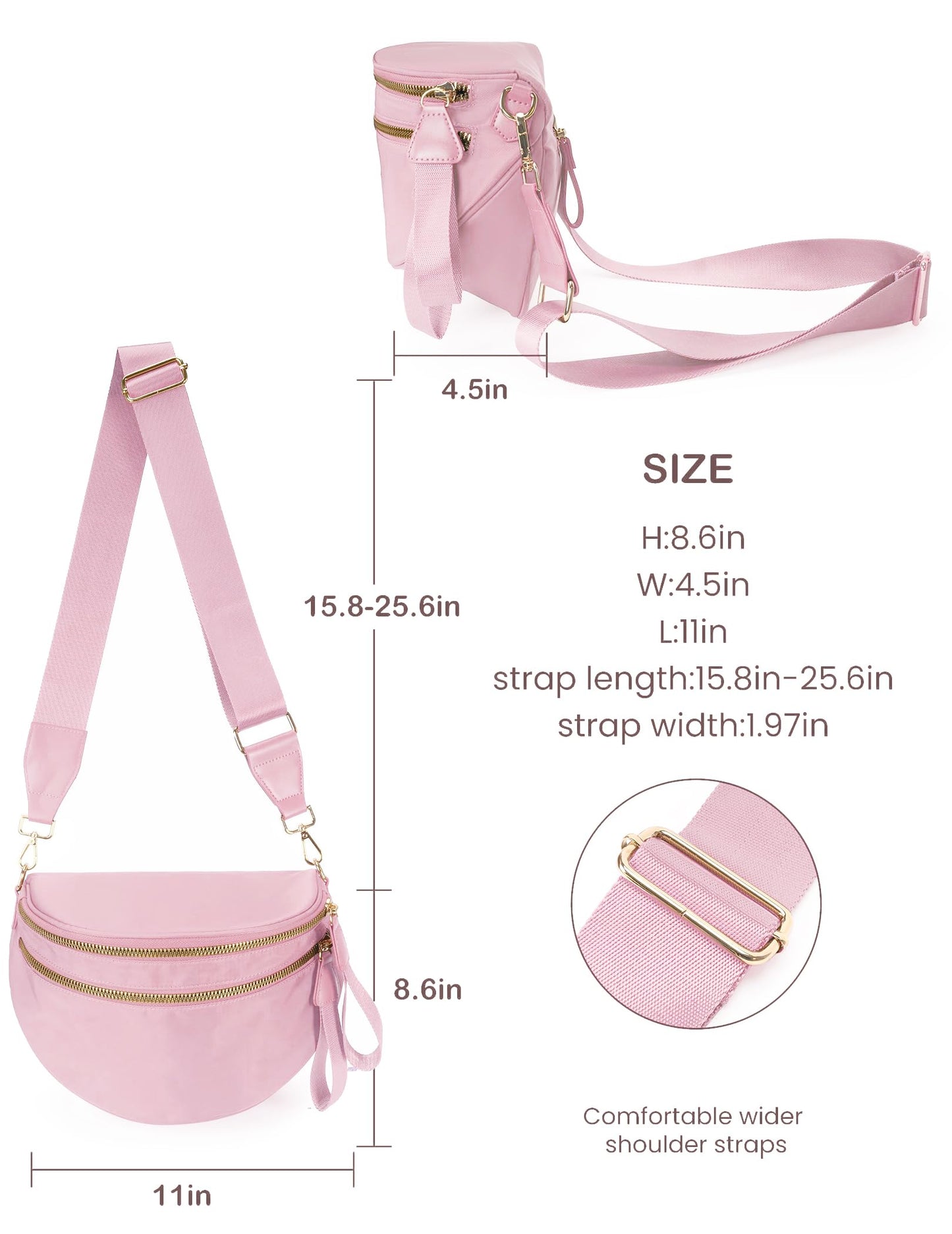 Spacious Nylon Crossbody Bag Bum Bag Handbags Wallets Purses Trendy Shoulder Bag for Women