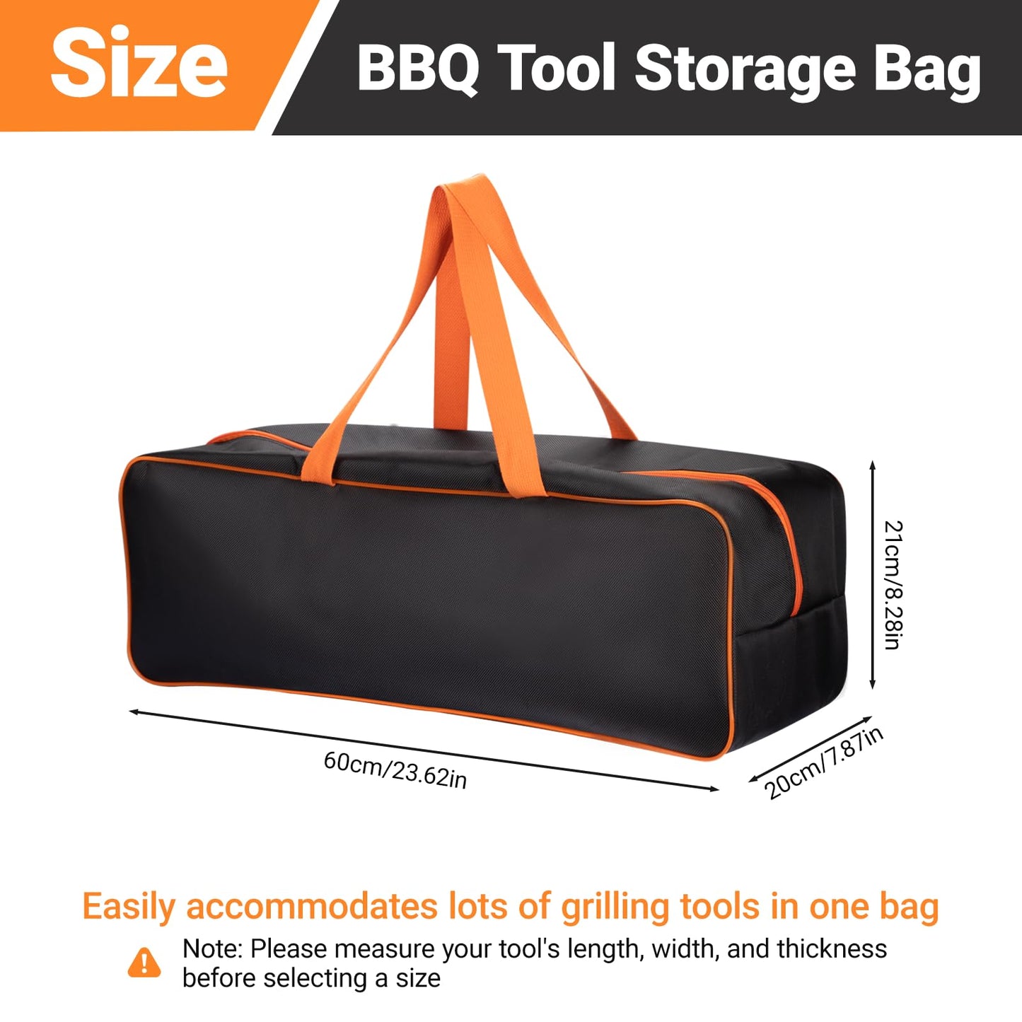Grill Tool Storage Bag 24" x 8" x 8" Heavy-Duty Grill Utensil Storage, Large Capacity Grill Accessory Storage, Accessories Storage Compatible with Blackstone