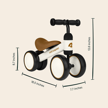 Retrospec Cricket Baby Walker Balance Bike with 4 Wheels for Ages 12-24 Months - Baby Toys & Toddler Toys for 1 Year Olds - Ride On Bicycle - Boys & Girls