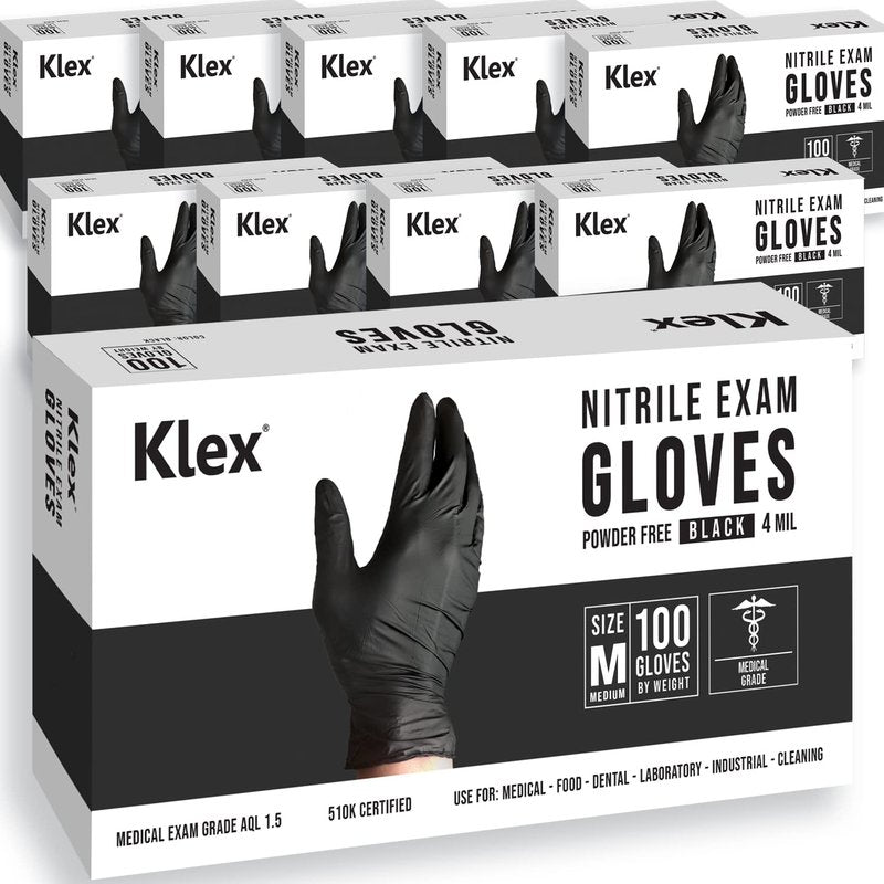 Klex Nitrile Exam Gloves - Medical Grade, Powder Free, Latex Rubber Free, Disposable, Food Safe (1000, Large)
