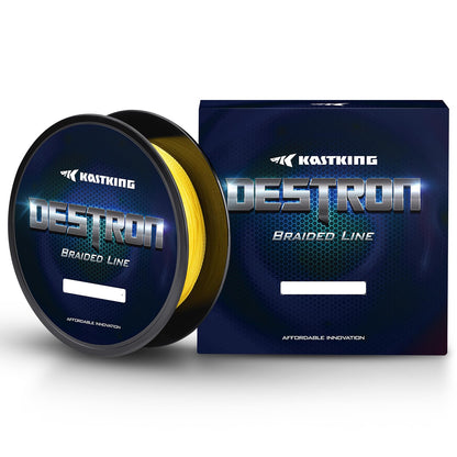 KastKing Destron Braided Fishing Line, Yellow, 4 Stands, 50LB, 600Yds