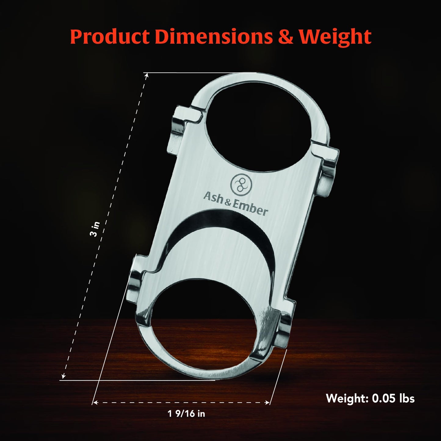 Guillotine Cigar Cutter – Premium Guillotine Cigar Cutter with Stainless Steel Finish, Dual-Ring Ergonomic Grip, Compact Travel-Friendly Design, PU Leather Pouch, Gift-Ready Box – Ash & Ember