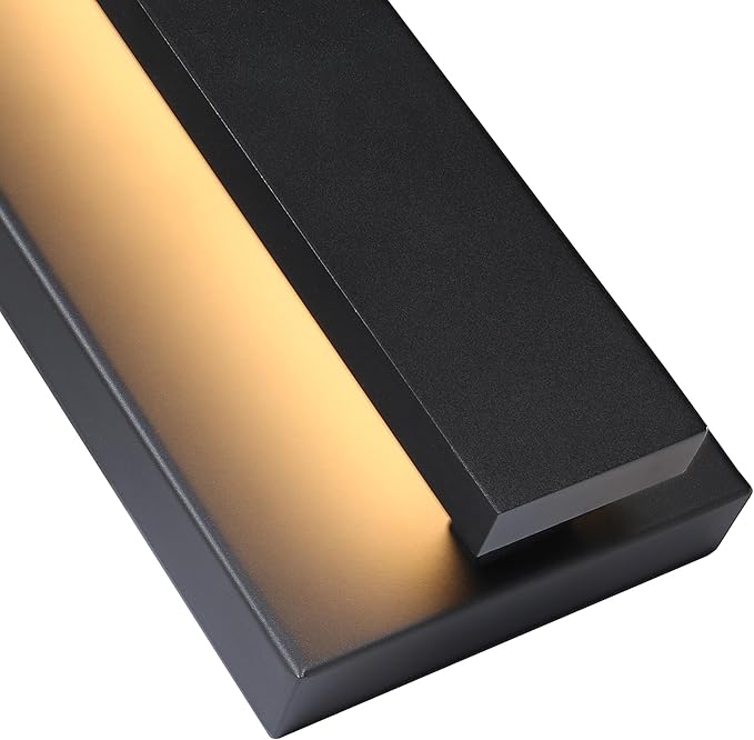 LamQee 18.5 Inch Modern Outdoor Wall Lights Exterior Lighting Fixtures, 3000K 12W LED Contemporary Outdoor Wall Sconce, Matte Black Outside Wall Mount Lights for House Garage Porch Patio Front Door