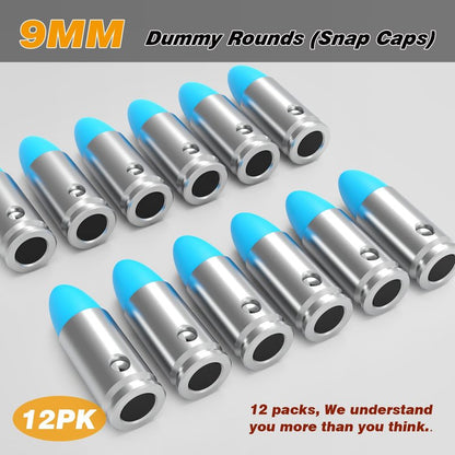 BOOLIT EYE Pro 9mm Safety Trainer Cartridge Dummy Rounds/Dry Fire Training Snap Caps, 12Pcs