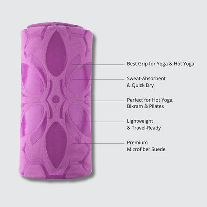 Clever Yoga Hot Yoga Mat Towel – Non-Slip Grip for Hot Yoga, Sweat Absorbent, Honeycomb Silicone Grip, Stays Flat – Ideal for Pilates, Travel, Washable & Lightweight - Dark Blue