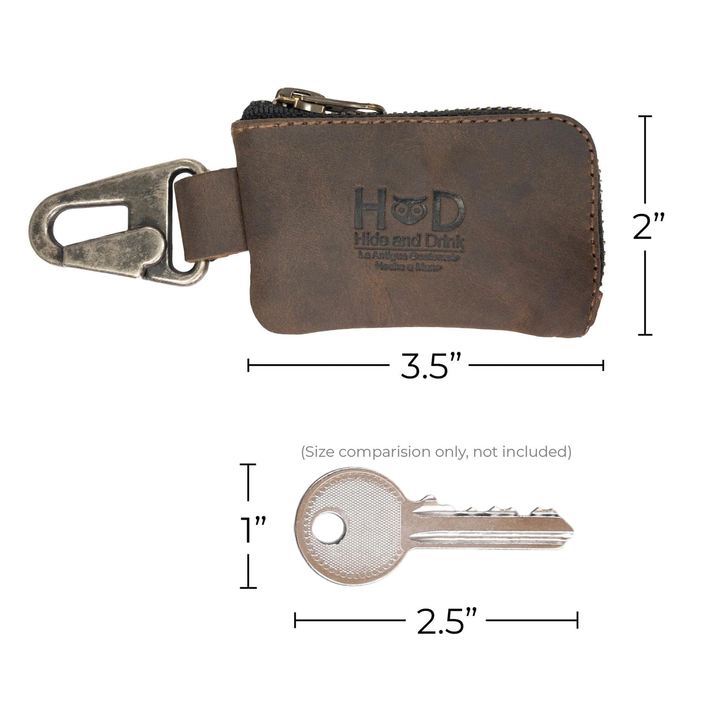 Hide & Drink, Car Key Holder & Coin Purse for Belt Loop Handmade from Full Grain Leather - Bourbon Brown