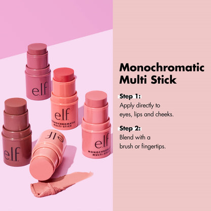 e.l.f. Monochromatic Multi Stick, Luxuriously Creamy & Blendable Color, For Eyes, Lips & Cheeks, Dazzling Peony, 0.17 Oz