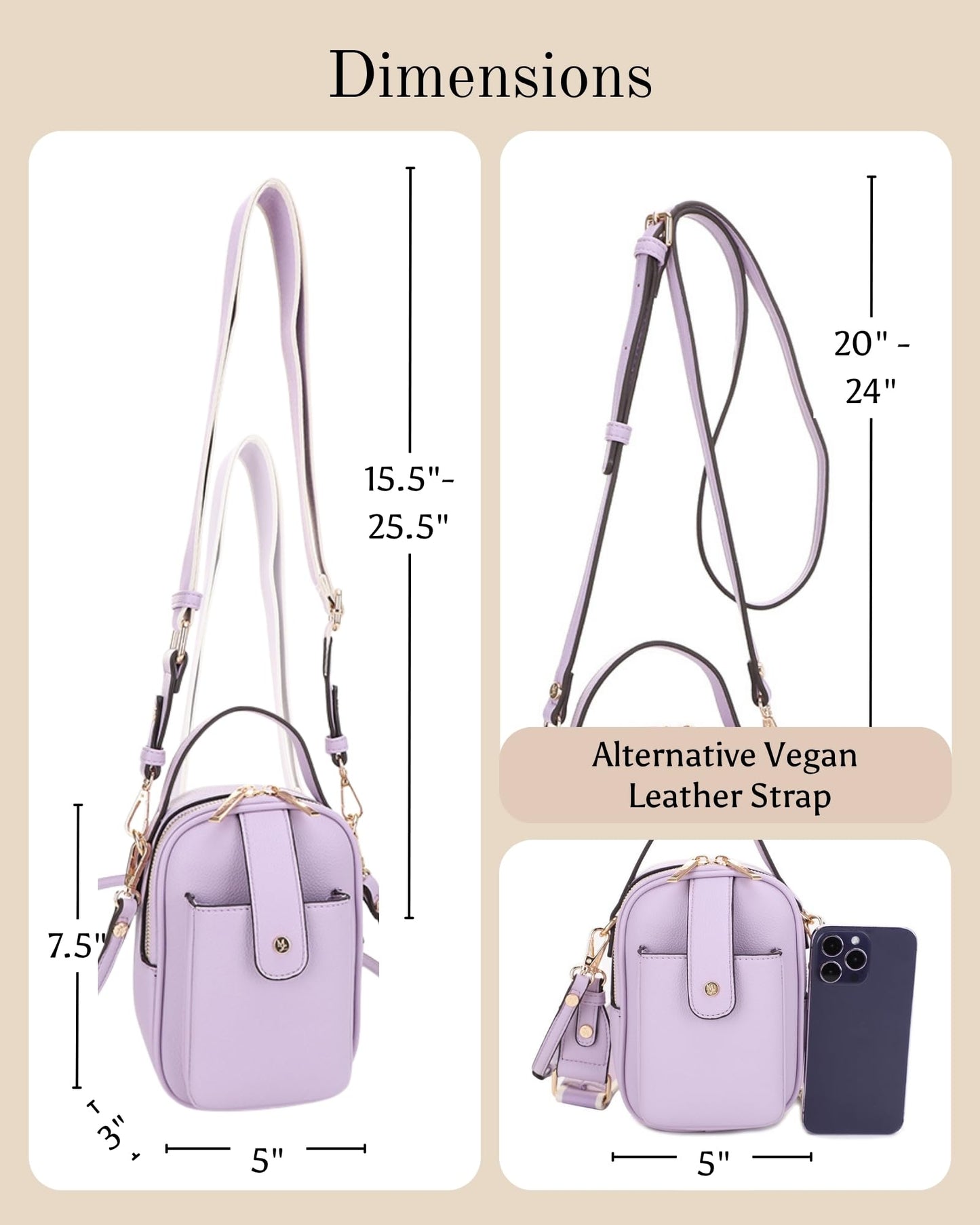 Mali+Lili Gail Vegan Leather Multi Compartment Crossbody Bag - Lavender