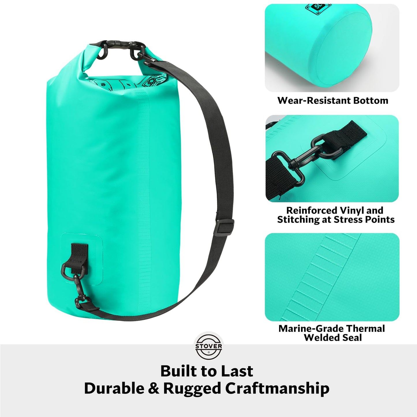 STOVER 5/10/25/30/40/55L Waterproof Dry Bag, Small Lightweight Roll Top Dry Bag Backpack w/Waterproof Phone Case, Kayaking, Travel, Hiking, Fishing, Tubing, Camping, the Beach, Men/Women (Teal)