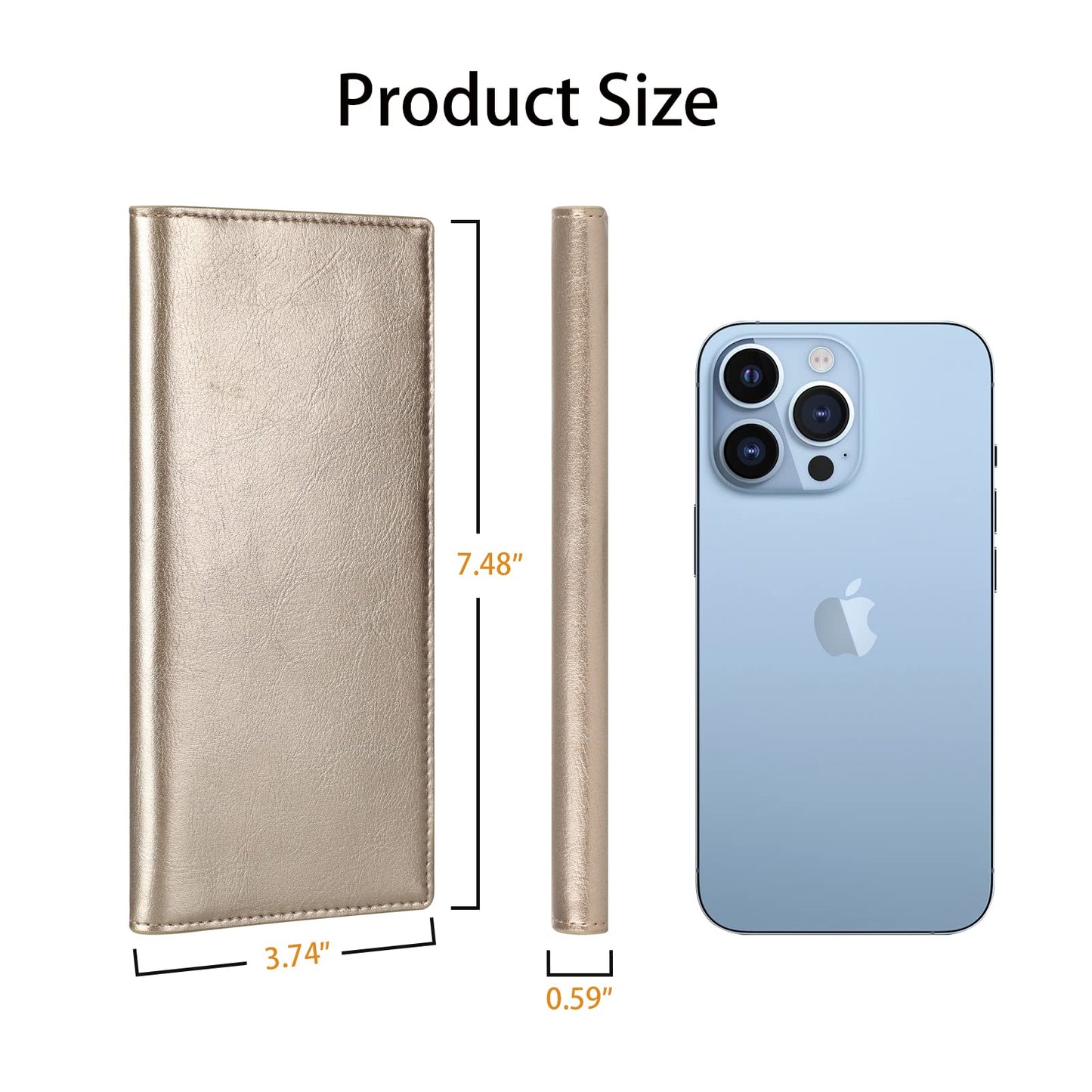 Lavemi Ultra Slim Thin Leather Women Wallet RFID Blocking Credit Card Holder Bifold Long Ladies Billfold (2-Waxed Champion Gold)