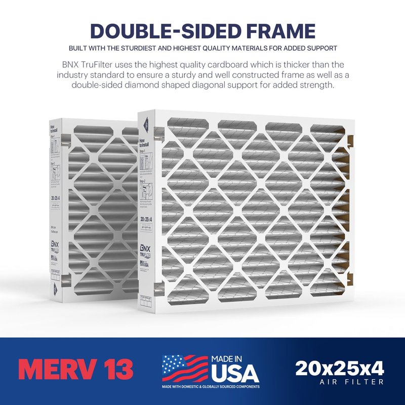 TruFilter 213 Air FIlter, AprilAire 213 Replacement Filter for AprilAire (2-Pack) - MERV 13 - MADE IN USA - HVAC AC Furnace Filters Allergies, Mold, Bacteria, Smoke, MPR 1900 FPR 10 Air Filter