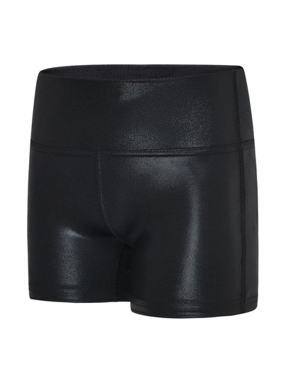 Gnainach Girls Athletic Shorts Sparkly Black Size 9-10 Years Old Stretchy High Waisted Bike Short for Kids Dance Exercise