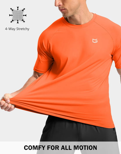 G Gradual Men's Athletic Workout T-Shirts Moisture Wicking Cooling Running Shirts Short Sleeve Performance Tee for Gym Tennis(Orange,XL)