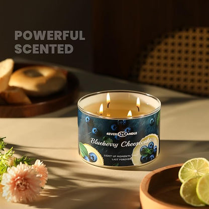 Soy Wax Blend Candle for Home, 4-Wick Candles in Blueberry Cheesecake Scented, Aromatherapy Candles Gift for Parties, Relaxing, Over 50 Hours of Burn Time, 18oz