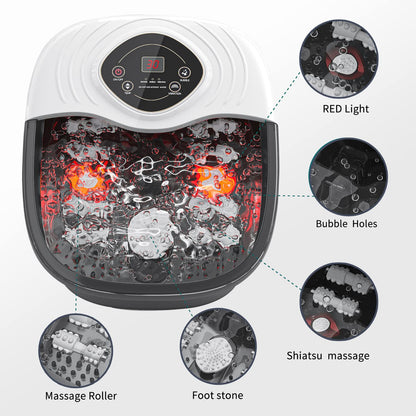 Foot Spa Bath Massager with Heat, Epsom Salt,Bubbles, Vibration and Red Light, Tub for Stress Relief,Foot Soaker, Christmas Gifts Birthday Gifts for Mom Dad Women Men Her Him