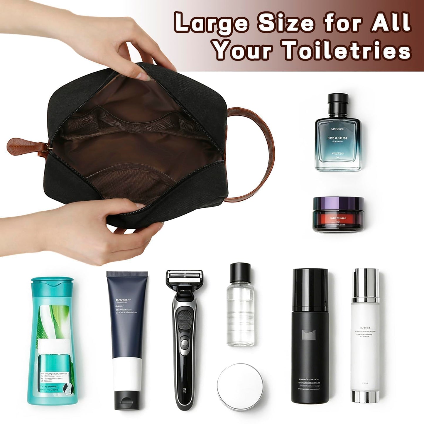 CLOUDWINGS Personalized Gifts for Men Dad - Initial Travel Toiletry Bag Hanging Dopp Kit, Waterproof Shaving Bag with Large Capacity, Fathers Day Birthday Gifts for Him Dad Husband Boyfriend (M)