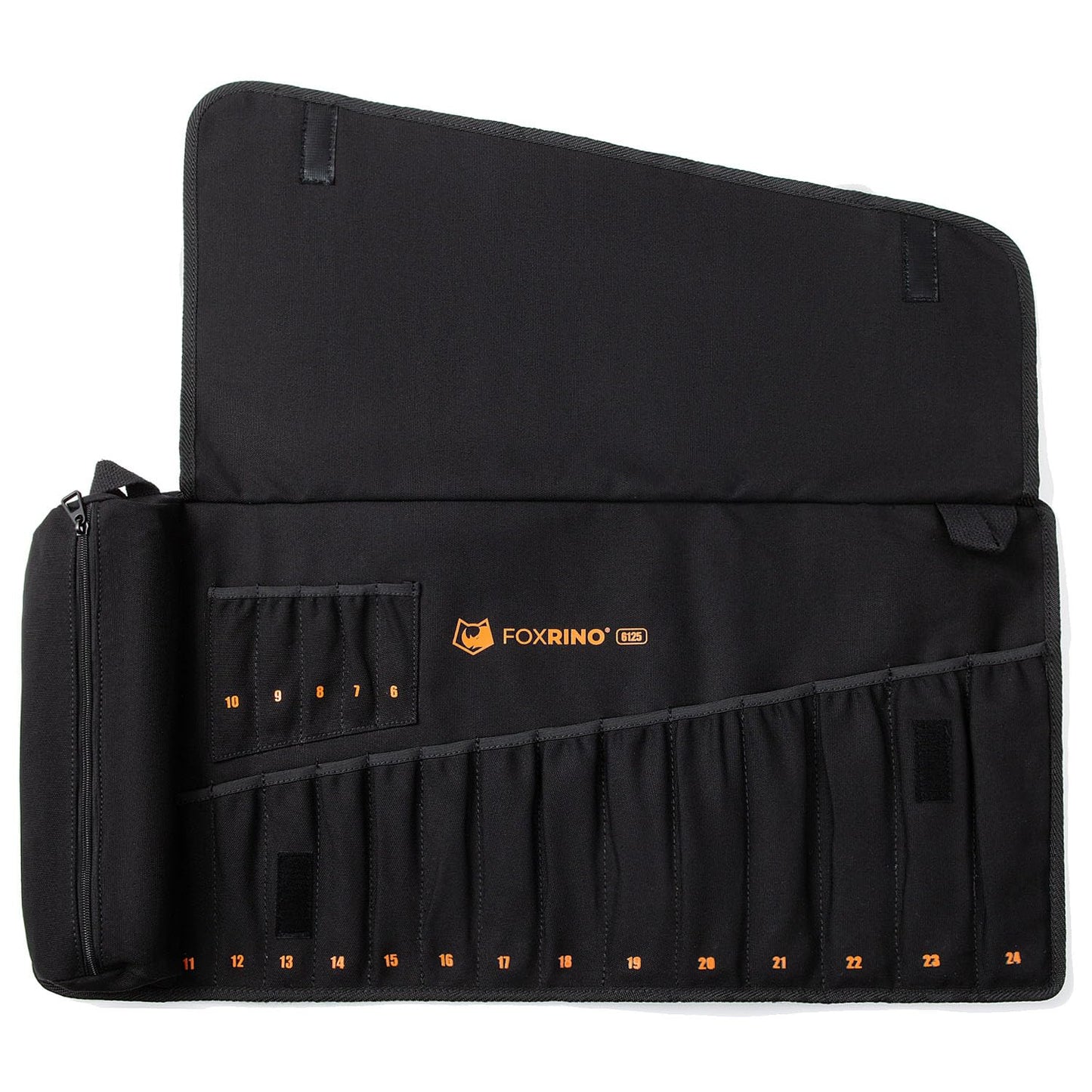 Foxrino Wrench Roll, Wrench Roll Up Pouch, 19-Pocket Heavy Duty Canvas Wrench Organizer Bag for Metric Combination Wrenches, Portable Tool Roll Bag, Gifts for Men for Fathers Day(Black, 19+1 Metric)