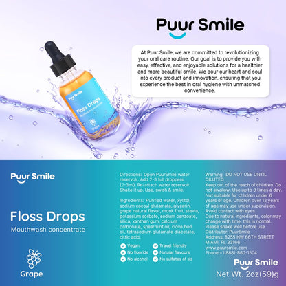 Concentrated Floss Drop Serum – 2oz Concentrated Mouth Wash to Use in Water Flosser | Natural Essentials Promotes Good Breath | Organic Spearmint Drop Supports Good Oral Health