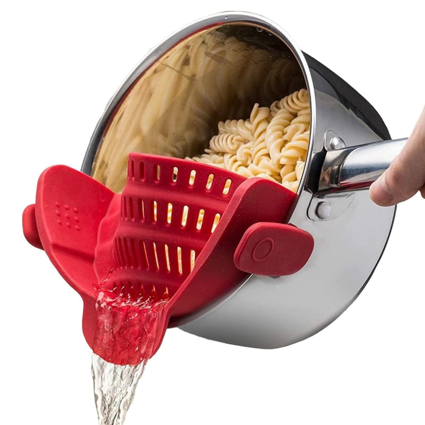 Kitchen Gizmo Snap N' Strain Clip On Strainer for Pots and Pans - Collapsible Silicone Pasta Strainer and Kitchen Gadget for Cooking - Easy to Use, Heat Resistant and Space Saving Colander - Green