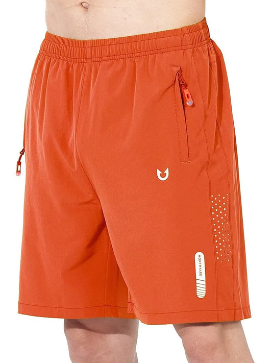NORTHYARD Men's Athletic Running Shorts Gym Workout 7"/9"/5" Quick Dry Lightweight Sports Basketball Tennis 3 Zipper Pockets Orange 3XL