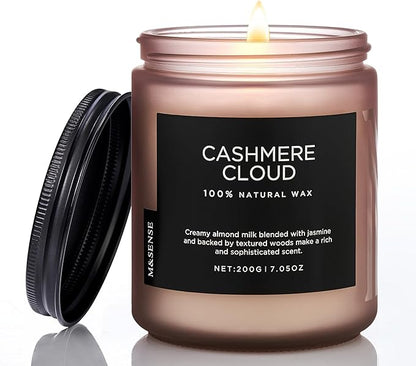 M&SENSE Creamy Almond Milk Scented Candles, Organic Natural Soy Wax Clean Non Toixc 7.05oz 50 Hour Slow Burning Candle for Bedroom Kitchen Home Decor, Housewarming Gifts for Women Men