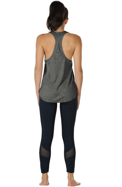 icyzone Workout Tank Tops for Women - Athletic Yoga Tops, Racerback Running Tank Top Loose Fit (M, Charcoal)
