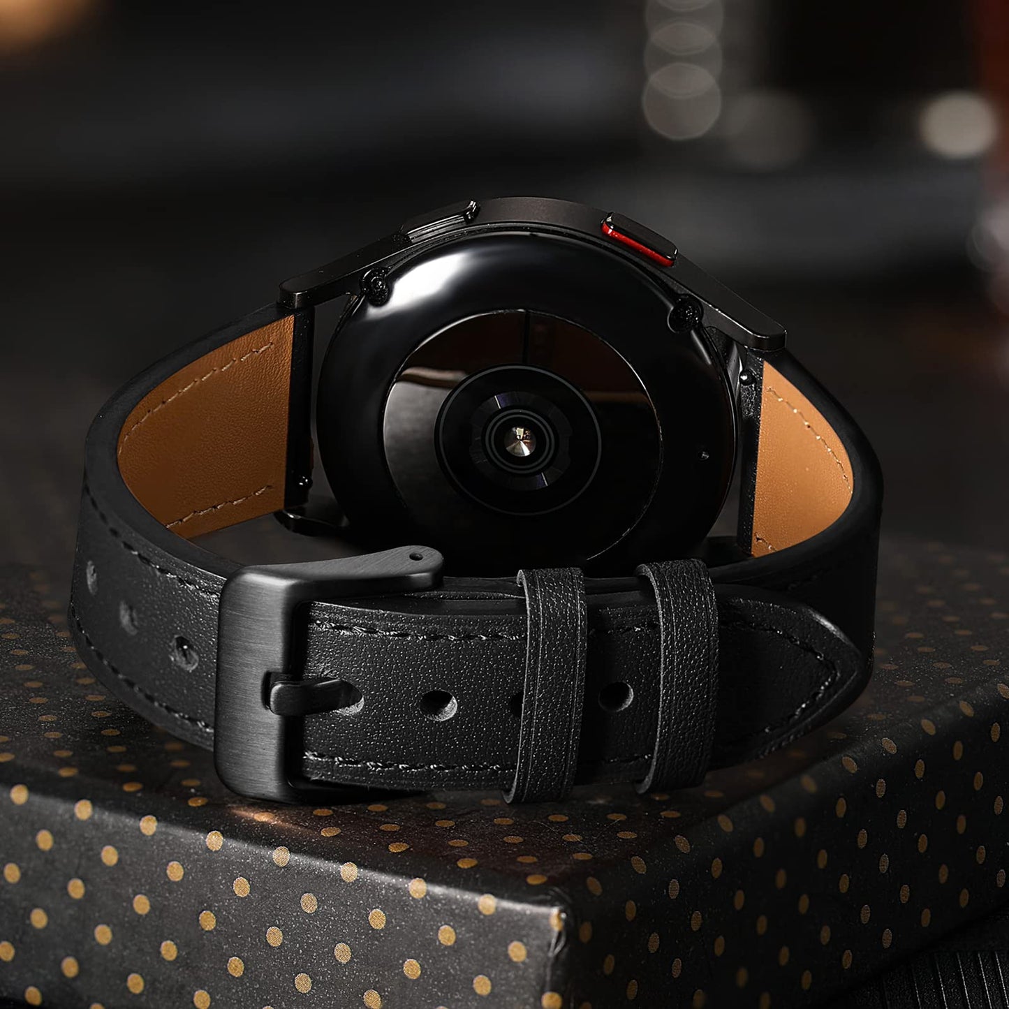 GEAK Leather Band Compatible with Samsung Galaxy Watch 7 40mm 44mm, Galaxy Watch 6 5 4 44mm 40mm, Galaxy Watch 4 Classic 46mm 42mm, Watch 3 41mm, 20mm Watch Band for Women Men, Black