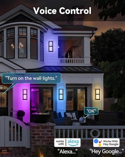 SHIMR Outdoor Wall Lights, Smart Porch Lights 1500LM RGBCW Outdoor Light Fixture, Wi-Fi Control Color Changing Exterior Sconce IP65 Waterproof Antirust, Works with Alexa Google Assistant [ETL Listed]